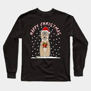 Christmas Meerkat Santa Hat Snow Wildlife Xmas 2021 Long Sleeve T-Shirt